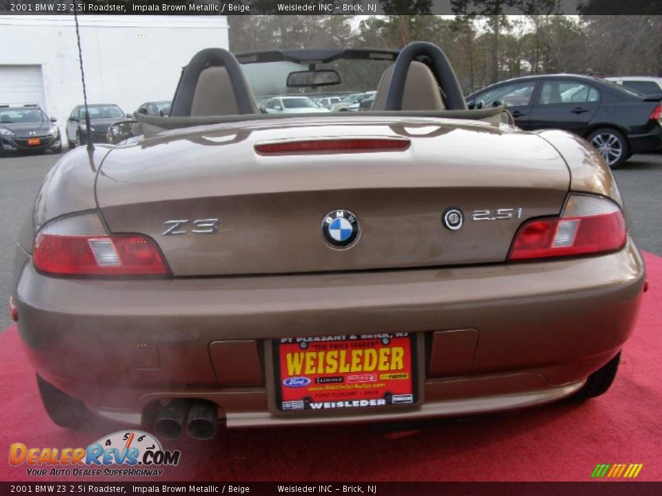 2001 BMW Z3 2.5i Roadster Impala Brown Metallic / Beige Photo #7