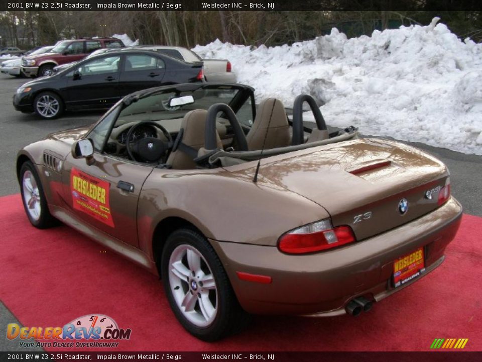 2001 BMW Z3 2.5i Roadster Impala Brown Metallic / Beige Photo #10