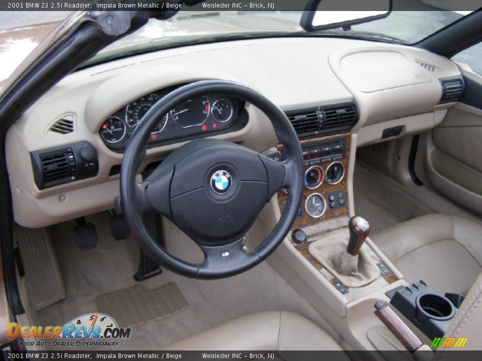 Beige Interior - 2001 BMW Z3 2.5i Roadster Photo #12