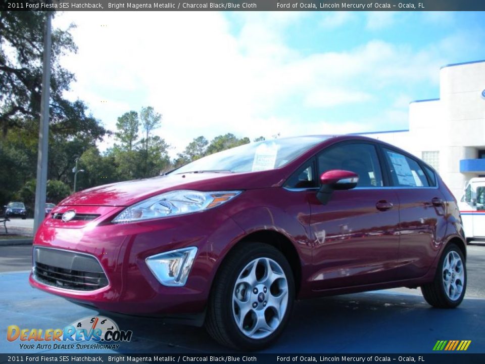 2011 Ford Fiesta SES Hatchback Bright Magenta Metallic / Charcoal Black/Blue Cloth Photo #1