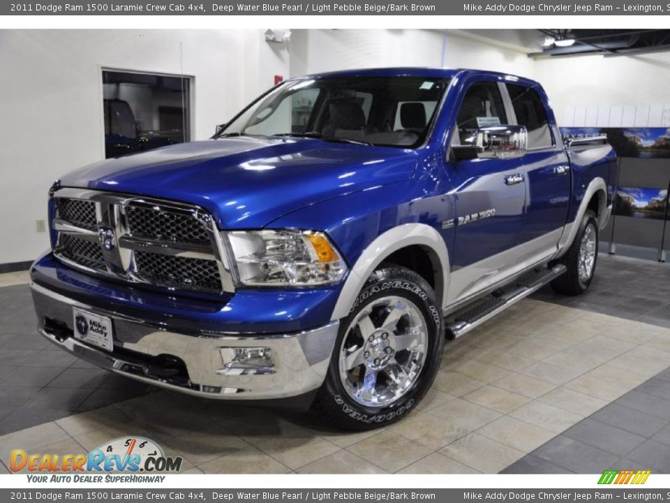 2011 Dodge Ram 1500 Laramie Crew Cab 4x4 Deep Water Blue Pearl / Light Pebble Beige/Bark Brown Photo #2