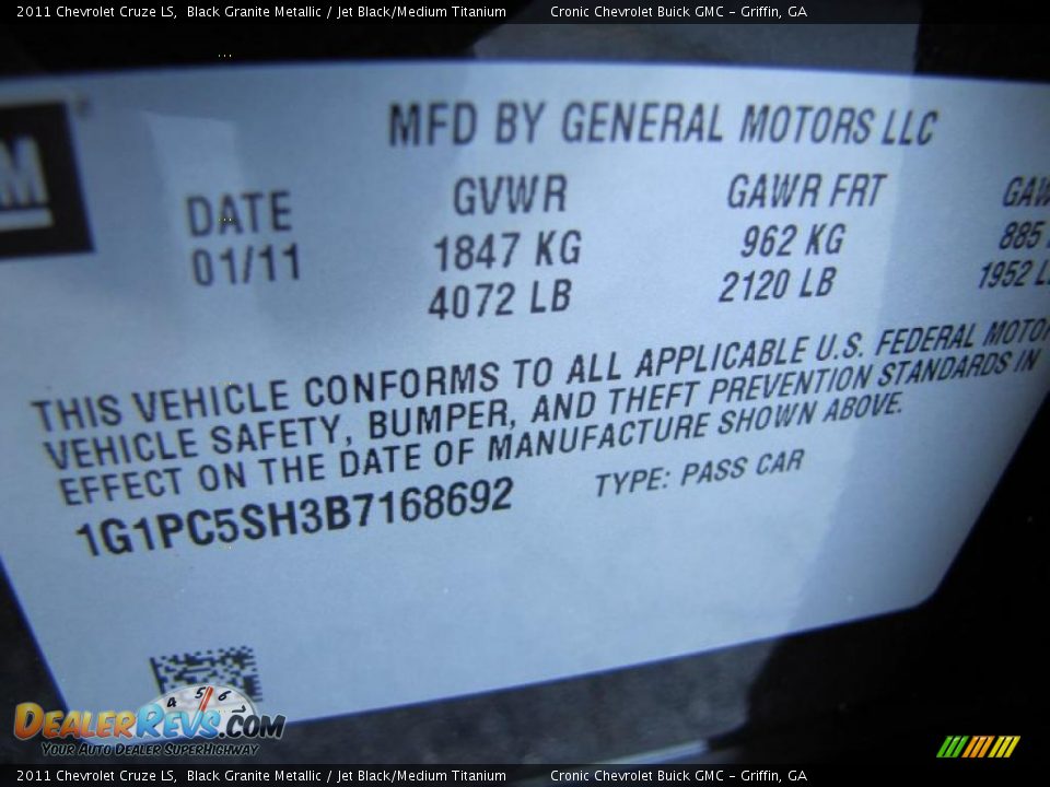 2011 Chevrolet Cruze LS Black Granite Metallic / Jet Black/Medium Titanium Photo #18