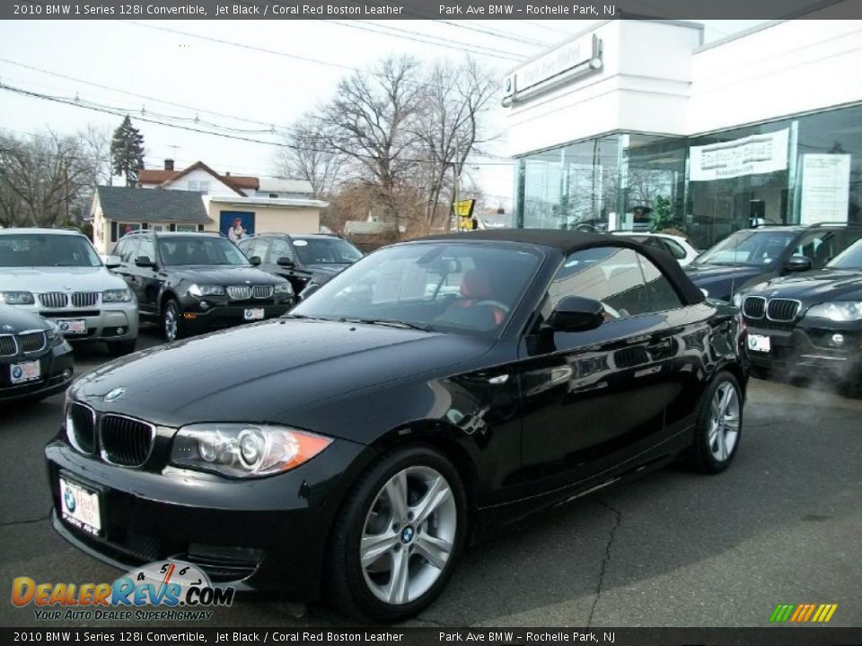 2010 BMW 1 Series 128i Convertible Jet Black / Coral Red Boston Leather Photo #1