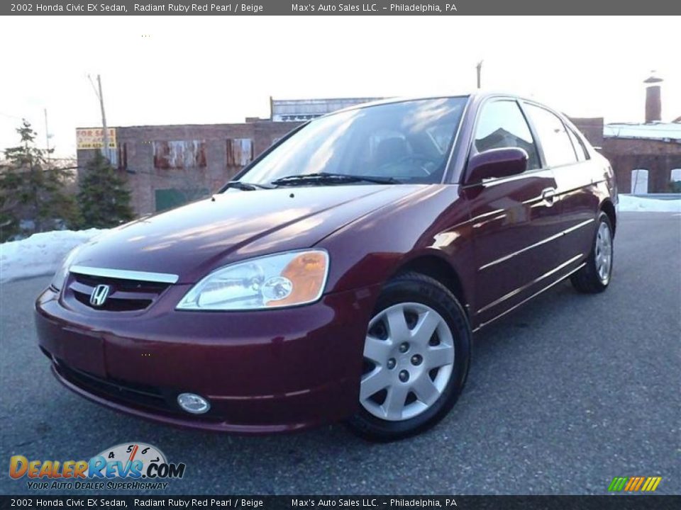 2002 Honda Civic EX Sedan Radiant Ruby Red Pearl / Beige Photo #1