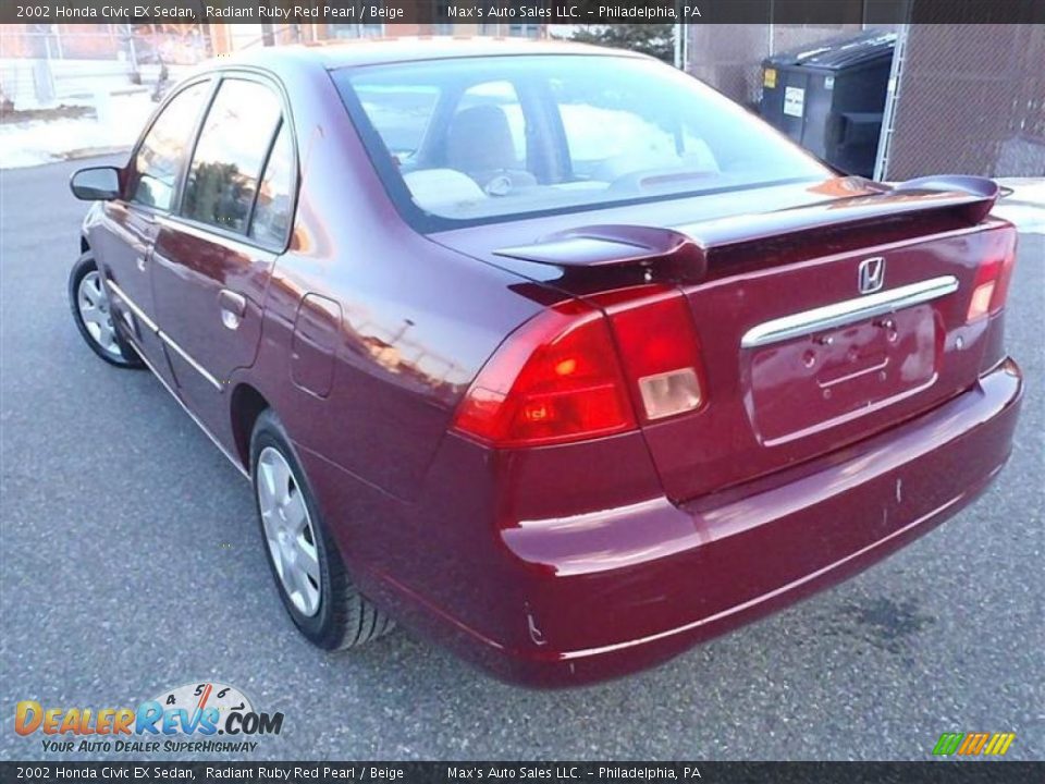 2002 Honda Civic EX Sedan Radiant Ruby Red Pearl / Beige Photo #3