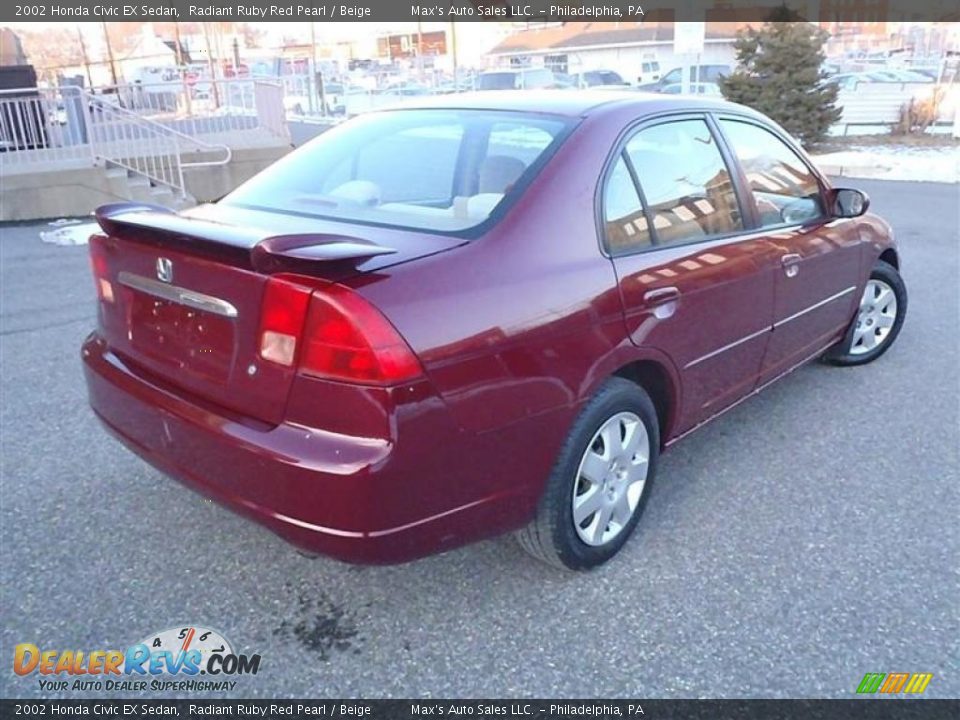 2002 Honda Civic EX Sedan Radiant Ruby Red Pearl / Beige Photo #4