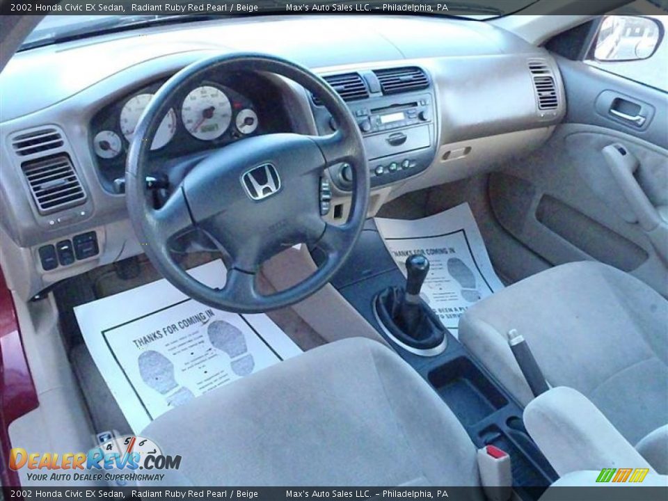 2002 Honda Civic EX Sedan Radiant Ruby Red Pearl / Beige Photo #6