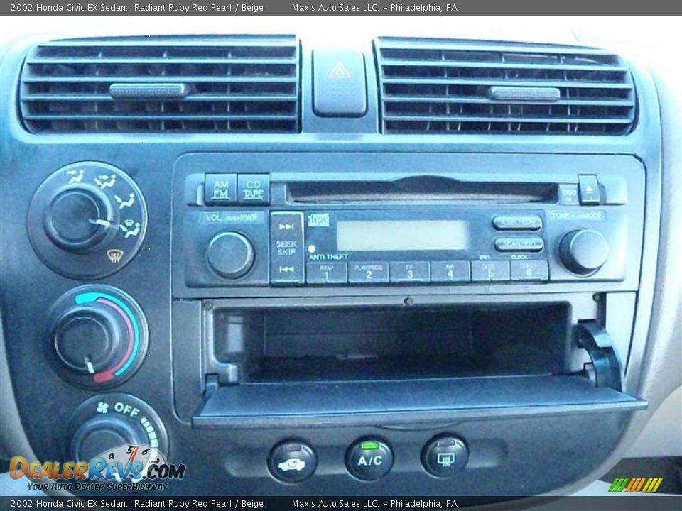 2002 Honda Civic EX Sedan Radiant Ruby Red Pearl / Beige Photo #8