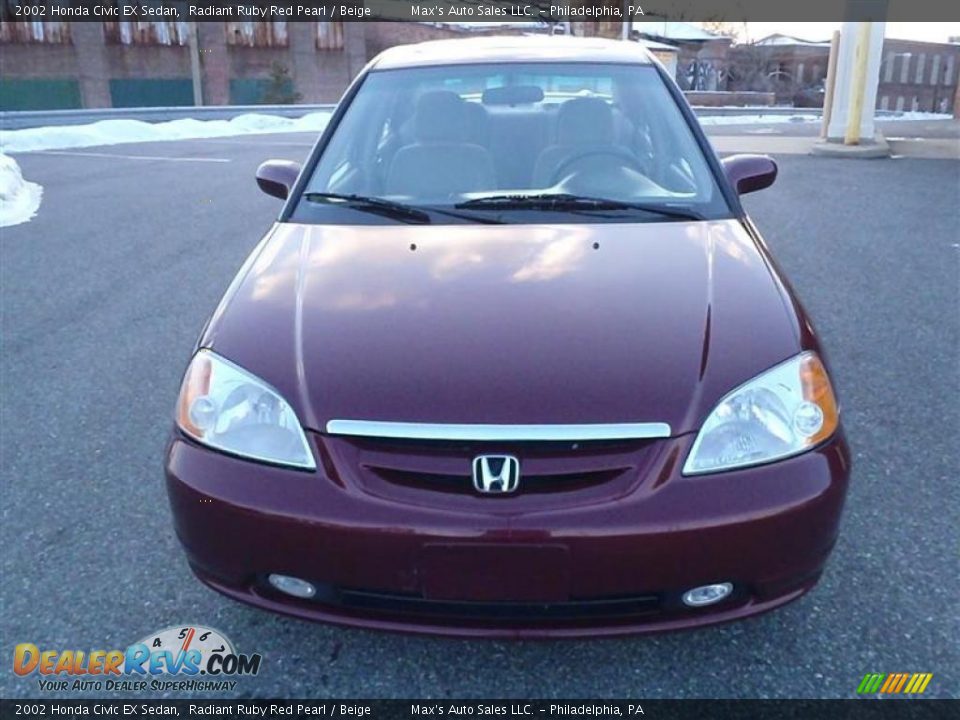 2002 Honda Civic EX Sedan Radiant Ruby Red Pearl / Beige Photo #10