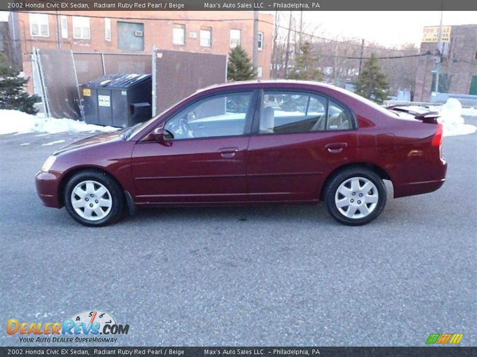 2002 Honda Civic EX Sedan Radiant Ruby Red Pearl / Beige Photo #11