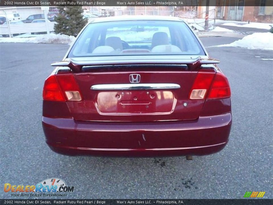 2002 Honda Civic EX Sedan Radiant Ruby Red Pearl / Beige Photo #12