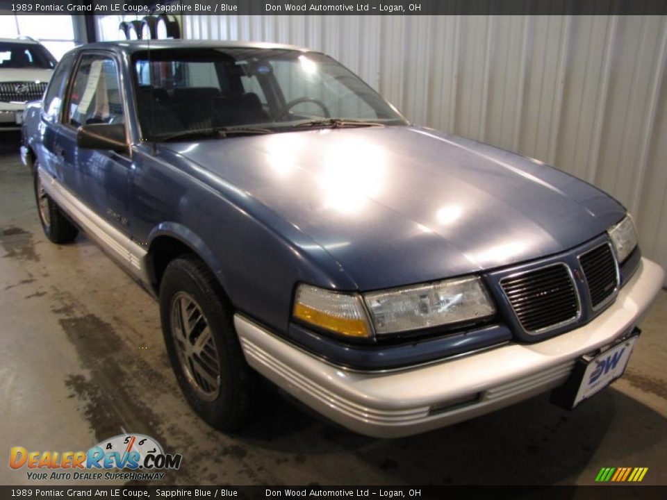 1989 Pontiac Grand Am LE Coupe Sapphire Blue / Blue Photo #2