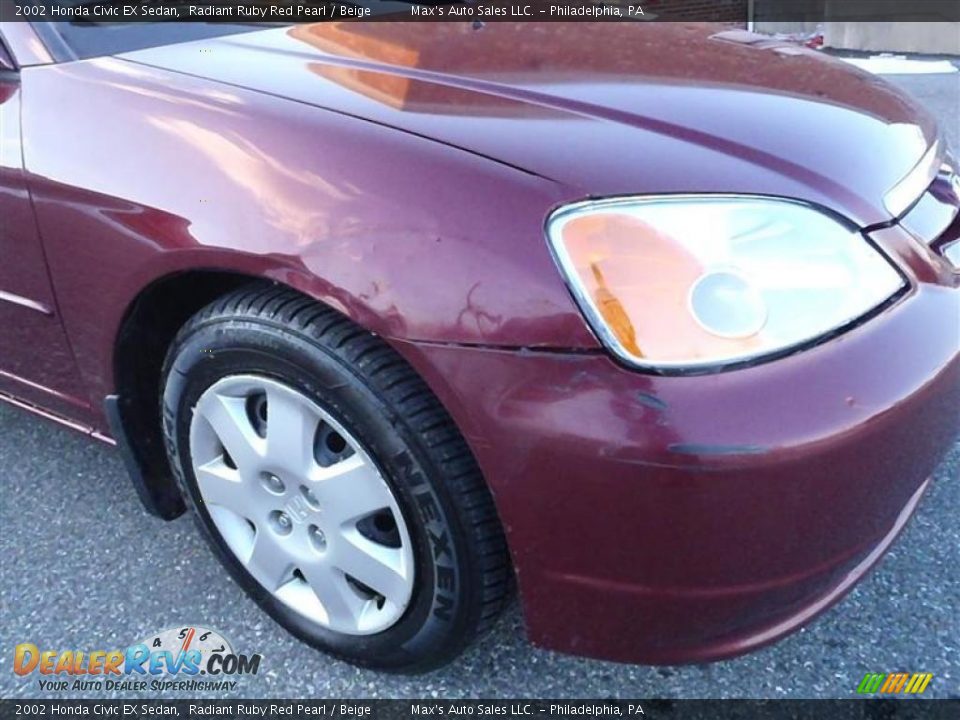 2002 Honda Civic EX Sedan Radiant Ruby Red Pearl / Beige Photo #25