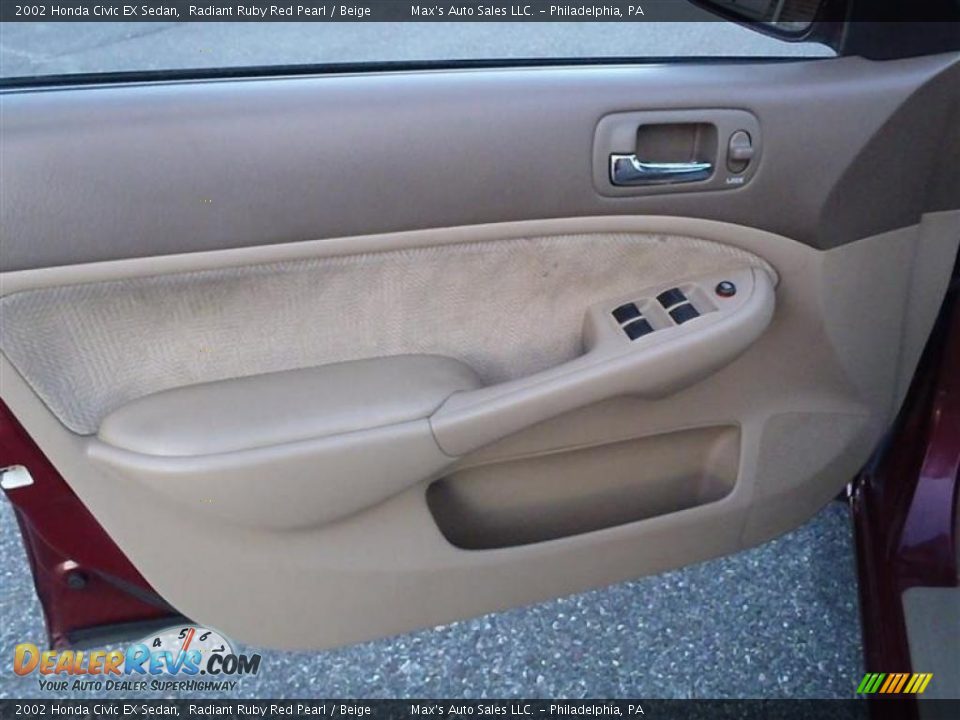 2002 Honda Civic EX Sedan Radiant Ruby Red Pearl / Beige Photo #29