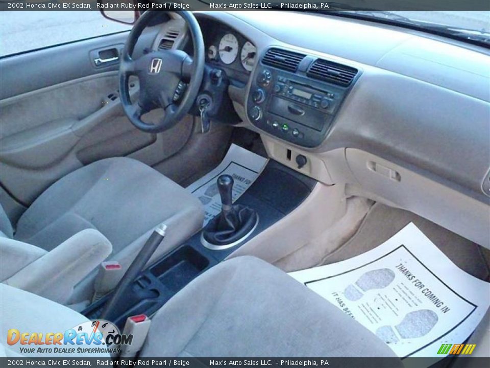 2002 Honda Civic EX Sedan Radiant Ruby Red Pearl / Beige Photo #33