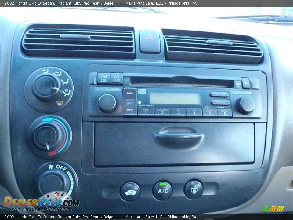 2002 Honda Civic EX Sedan Radiant Ruby Red Pearl / Beige Photo #36