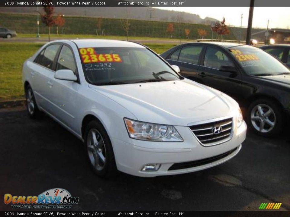 2009 Hyundai Sonata SE V6 Powder White Pearl / Cocoa Photo #2