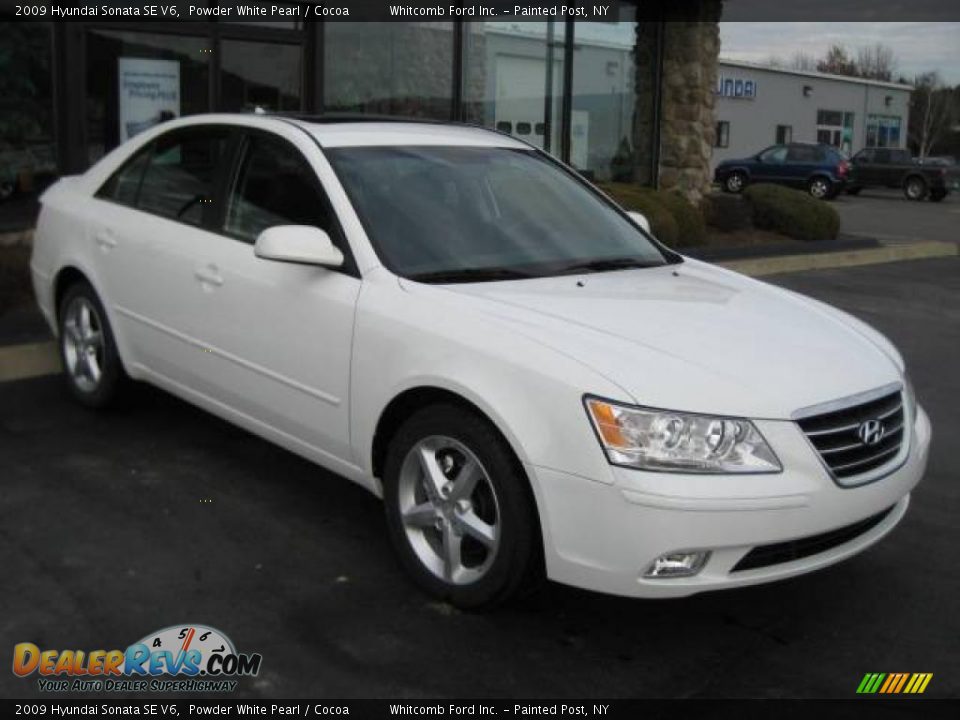 2009 Hyundai Sonata SE V6 Powder White Pearl / Cocoa Photo #2