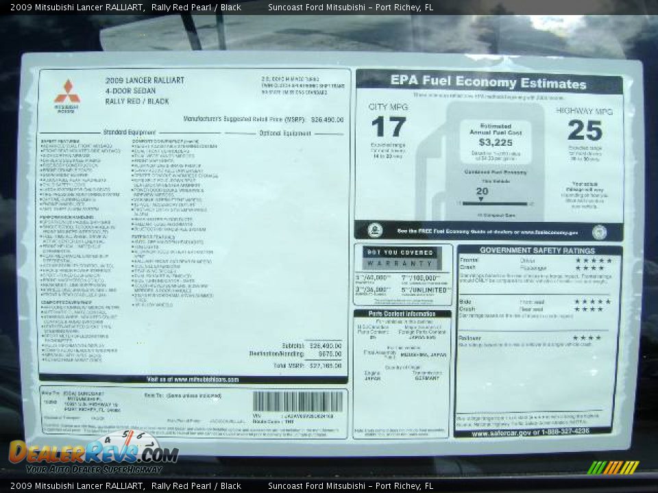 2009 Mitsubishi Lancer RALLIART Rally Red Pearl / Black Photo #14
