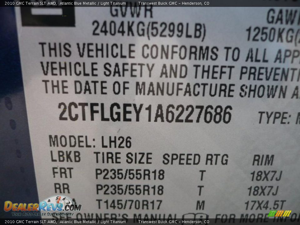 2010 GMC Terrain SLT AWD Atlantic Blue Metallic / Light Titanium Photo #19