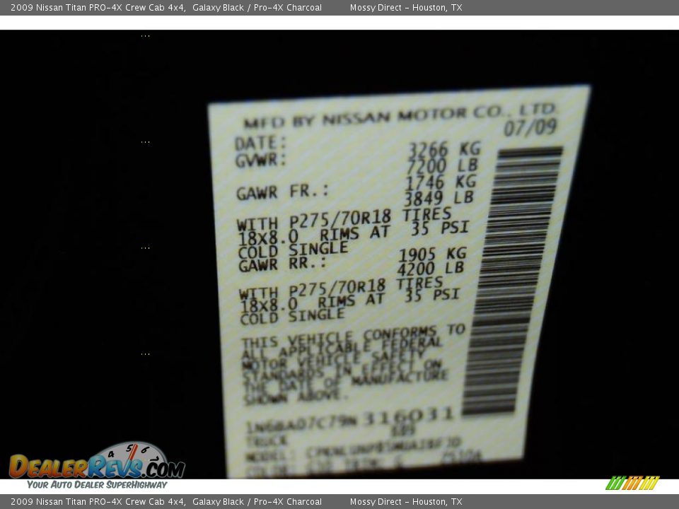 2009 Nissan Titan PRO-4X Crew Cab 4x4 Galaxy Black / Pro-4X Charcoal Photo #14
