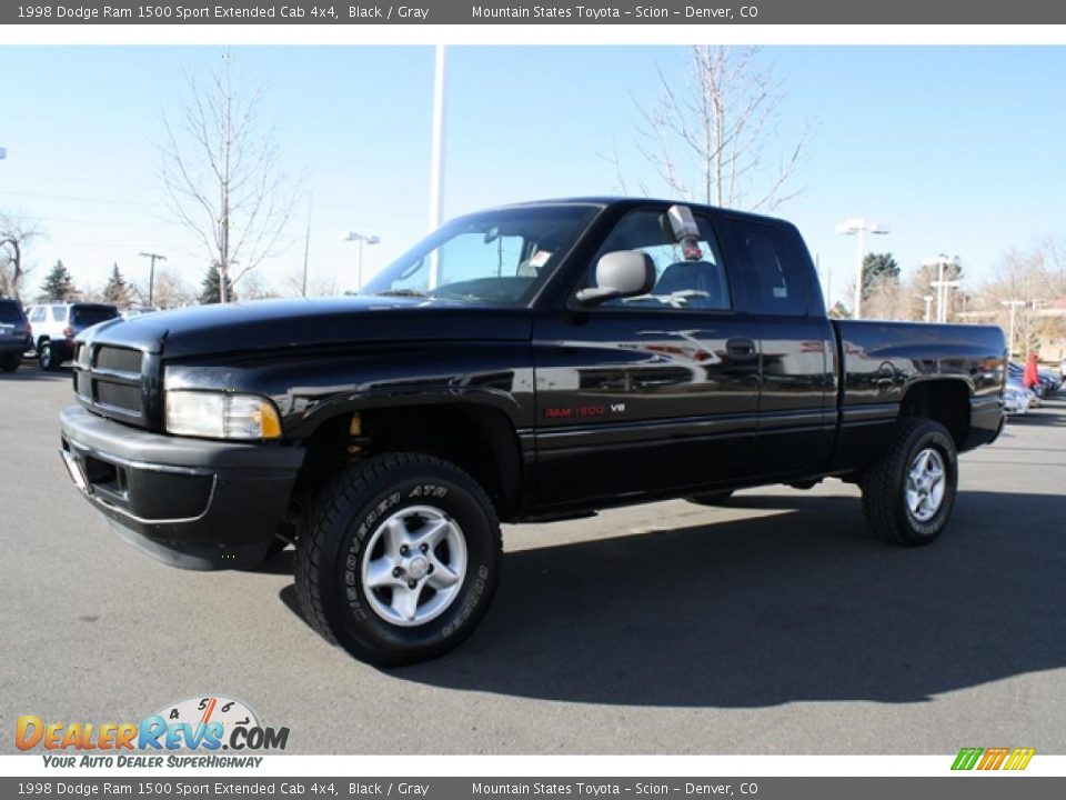 1998 Dodge Ram 1500 Sport Extended Cab 4x4 Black / Gray Photo #5