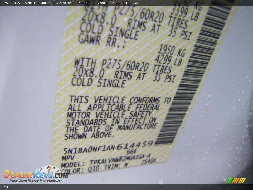 Nissan Color Code Q10 Blizzard White