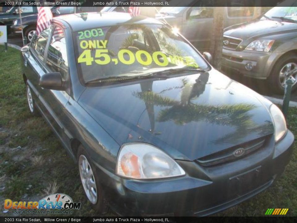 2003 Kia Rio Sedan Willow Green / Beige Photo #1