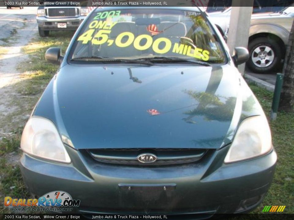 2003 Kia Rio Sedan Willow Green / Beige Photo #3