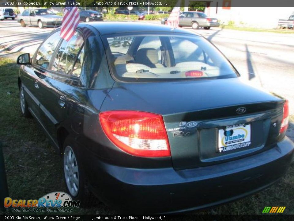 2003 Kia Rio Sedan Willow Green / Beige Photo #6
