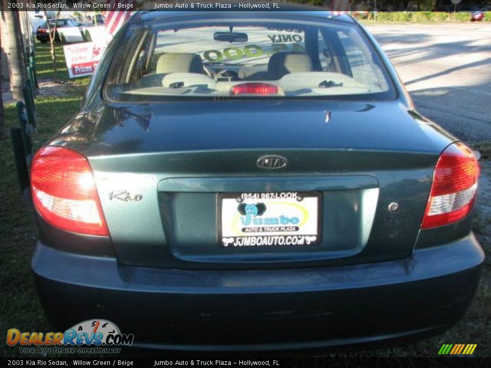 2003 Kia Rio Sedan Willow Green / Beige Photo #8