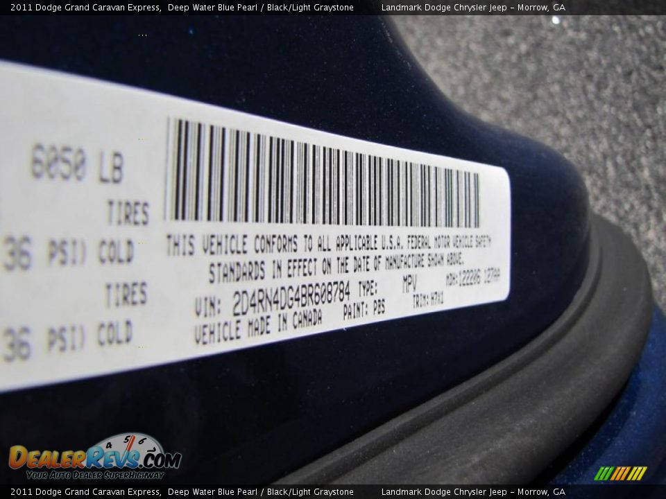 2011 Dodge Grand Caravan Express Deep Water Blue Pearl / Black/Light Graystone Photo #14