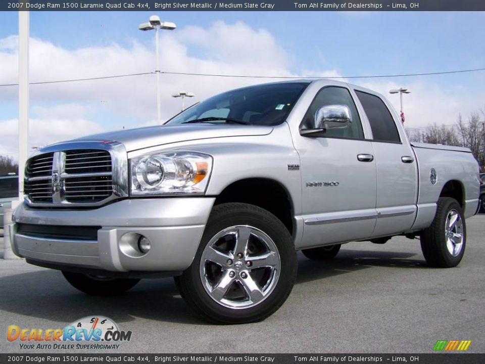 2007 Dodge Ram 1500 Laramie Quad Cab 4x4 Bright Silver Metallic / Medium Slate Gray Photo #1