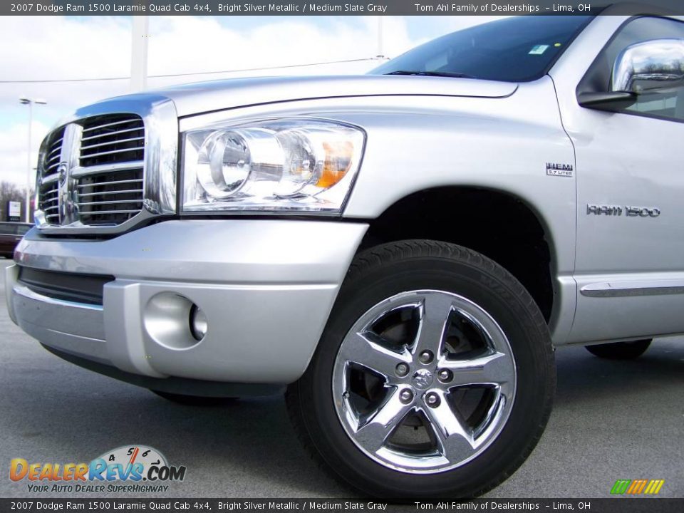 2007 Dodge Ram 1500 Laramie Quad Cab 4x4 Bright Silver Metallic / Medium Slate Gray Photo #2