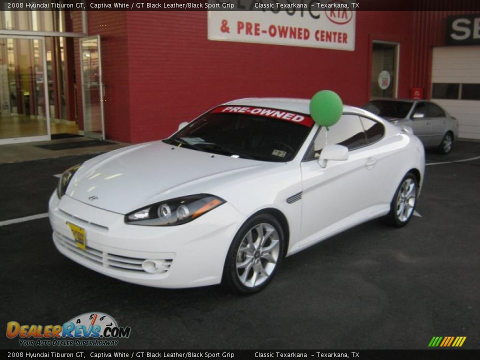 2008 Hyundai Tiburon GT Captiva White / GT Black Leather/Black Sport Grip Photo #1