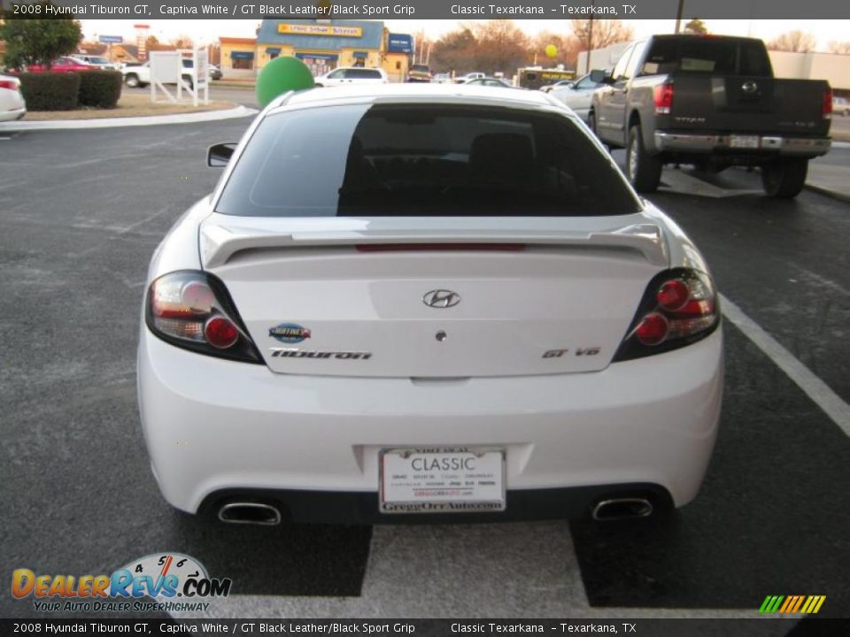 2008 Hyundai Tiburon GT Captiva White / GT Black Leather/Black Sport Grip Photo #4