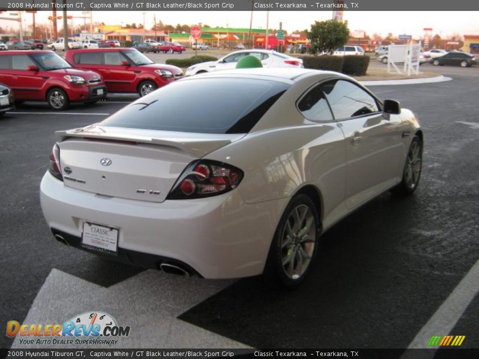 2008 Hyundai Tiburon GT Captiva White / GT Black Leather/Black Sport Grip Photo #5