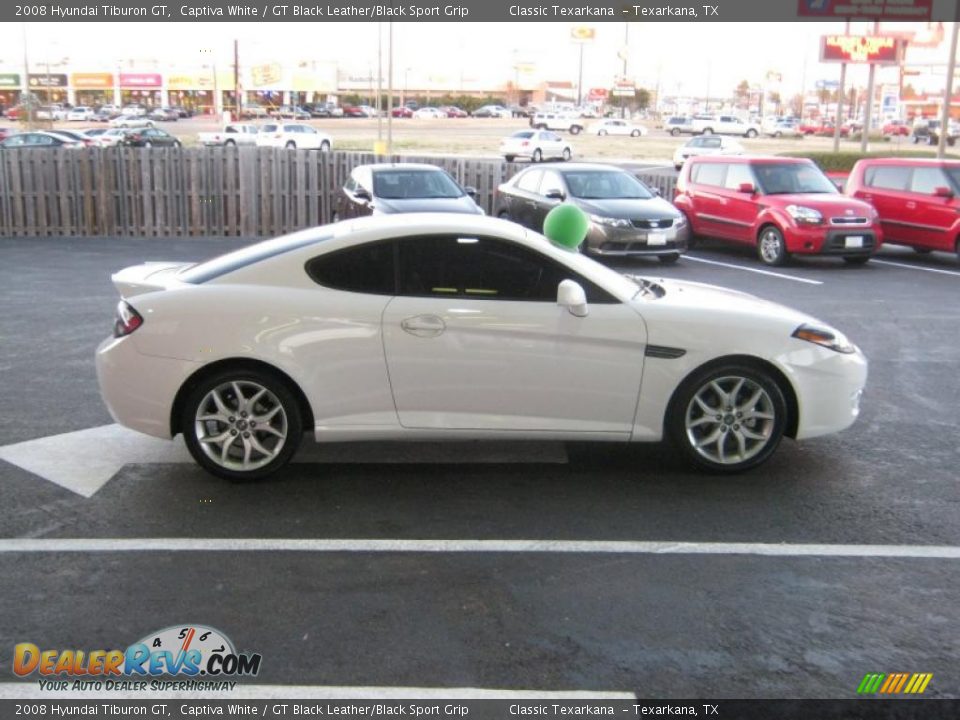 2008 Hyundai Tiburon GT Captiva White / GT Black Leather/Black Sport Grip Photo #6