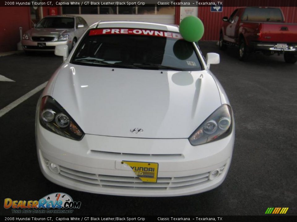 2008 Hyundai Tiburon GT Captiva White / GT Black Leather/Black Sport Grip Photo #8