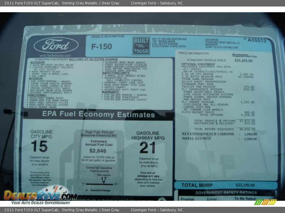 2011 Ford F150 XLT SuperCab Window Sticker Photo #8