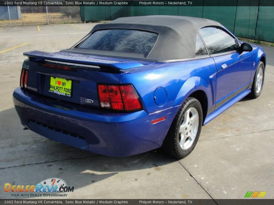 2002 Ford Mustang V6 Convertible Sonic Blue Metallic / Medium Graphite Photo #3