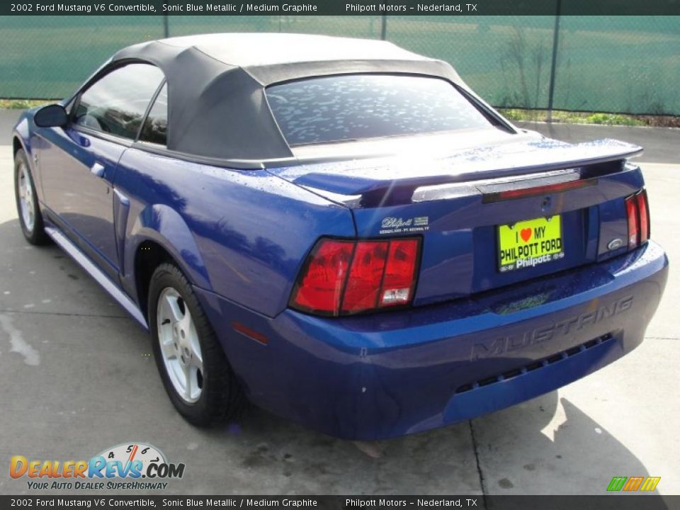 2002 Ford Mustang V6 Convertible Sonic Blue Metallic / Medium Graphite Photo #5