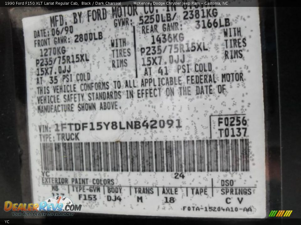 Ford Color Code YC Black