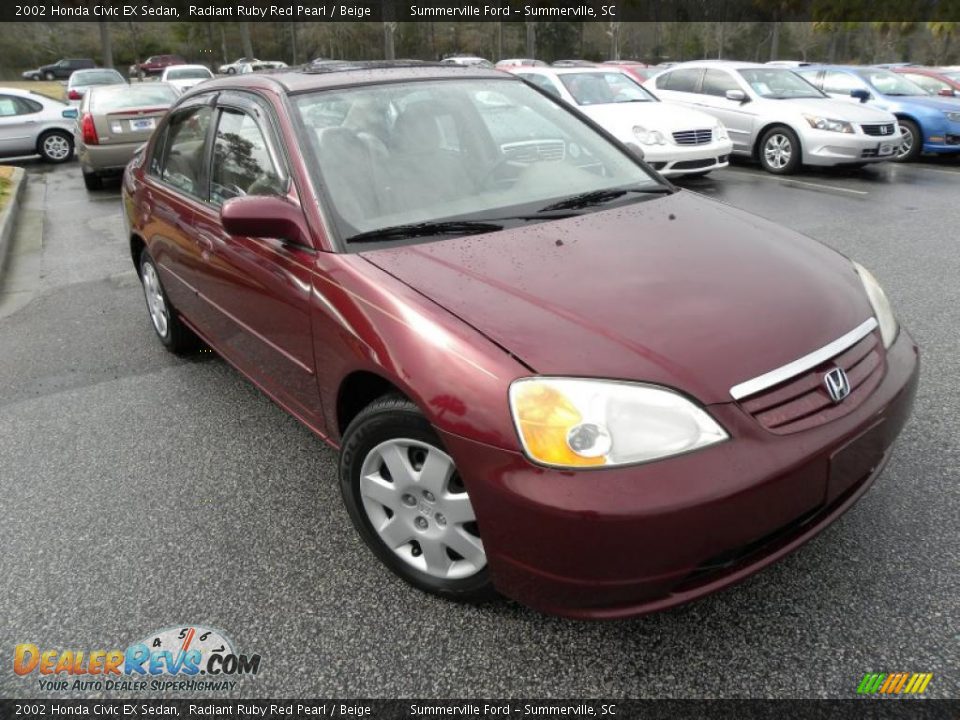 2002 Honda Civic EX Sedan Radiant Ruby Red Pearl / Beige Photo #1