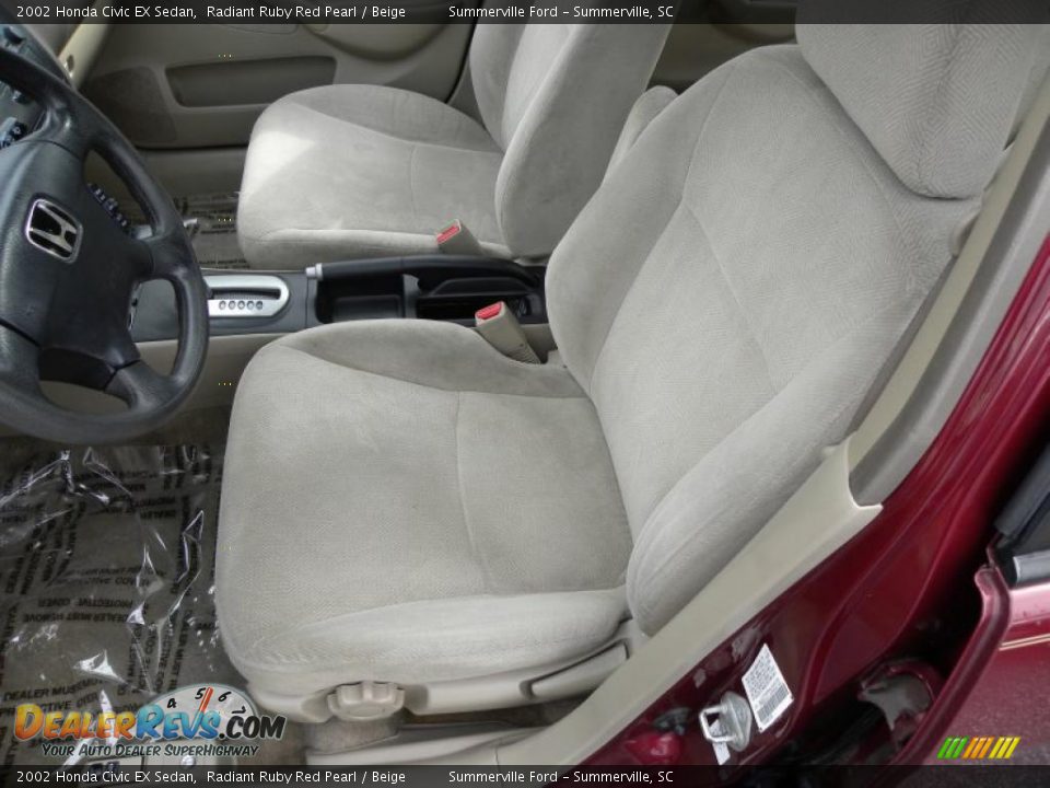 2002 Honda Civic EX Sedan Radiant Ruby Red Pearl / Beige Photo #5
