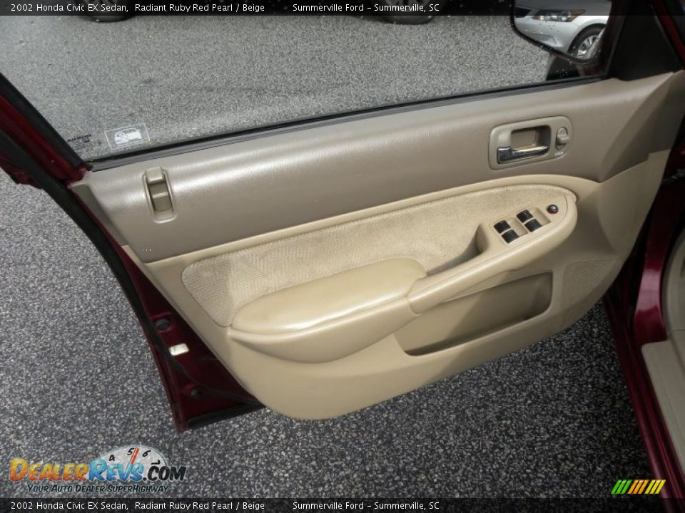 2002 Honda Civic EX Sedan Radiant Ruby Red Pearl / Beige Photo #6