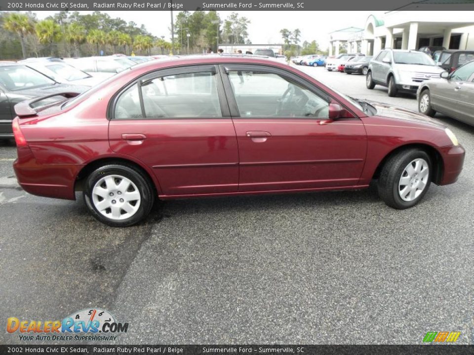 2002 Honda Civic EX Sedan Radiant Ruby Red Pearl / Beige Photo #13
