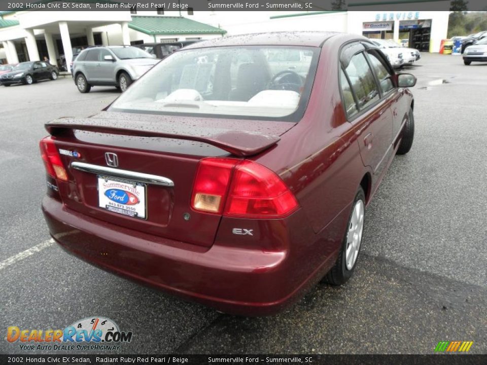 2002 Honda Civic EX Sedan Radiant Ruby Red Pearl / Beige Photo #14