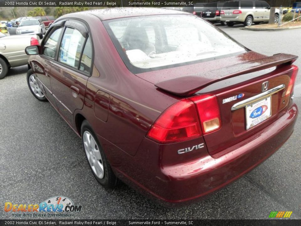 2002 Honda Civic EX Sedan Radiant Ruby Red Pearl / Beige Photo #16