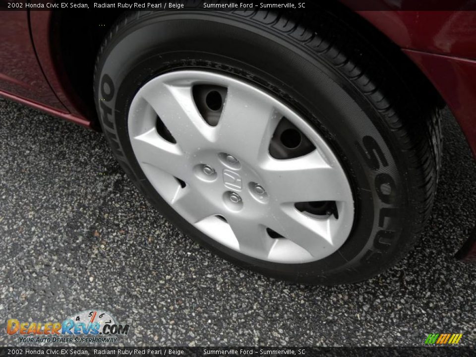 2002 Honda Civic EX Sedan Radiant Ruby Red Pearl / Beige Photo #17